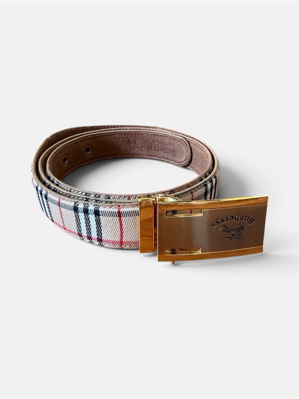 Vintage Burberrys of London Nova Check Belt Gold Buckle